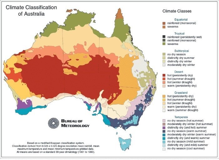 strefy klimatyczne Australia pogoda